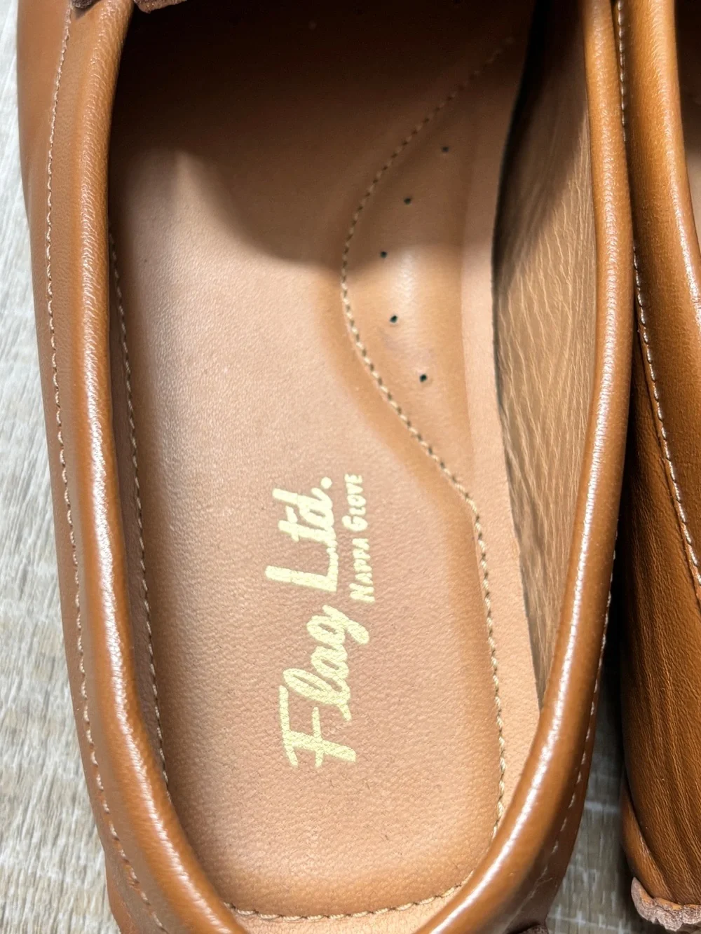 Flag LTD Morgan Leather Penny Loafers Cognac Brown Tan Slip On Shoes Women’s 6.5
